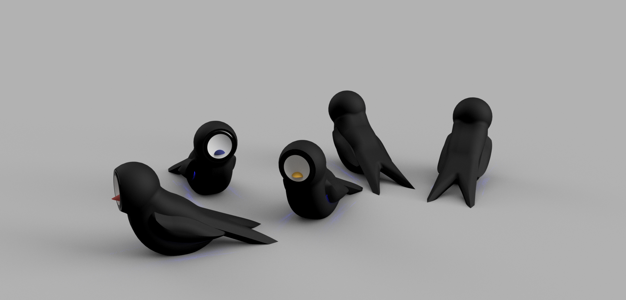 Ein paar bunte Robotervögel